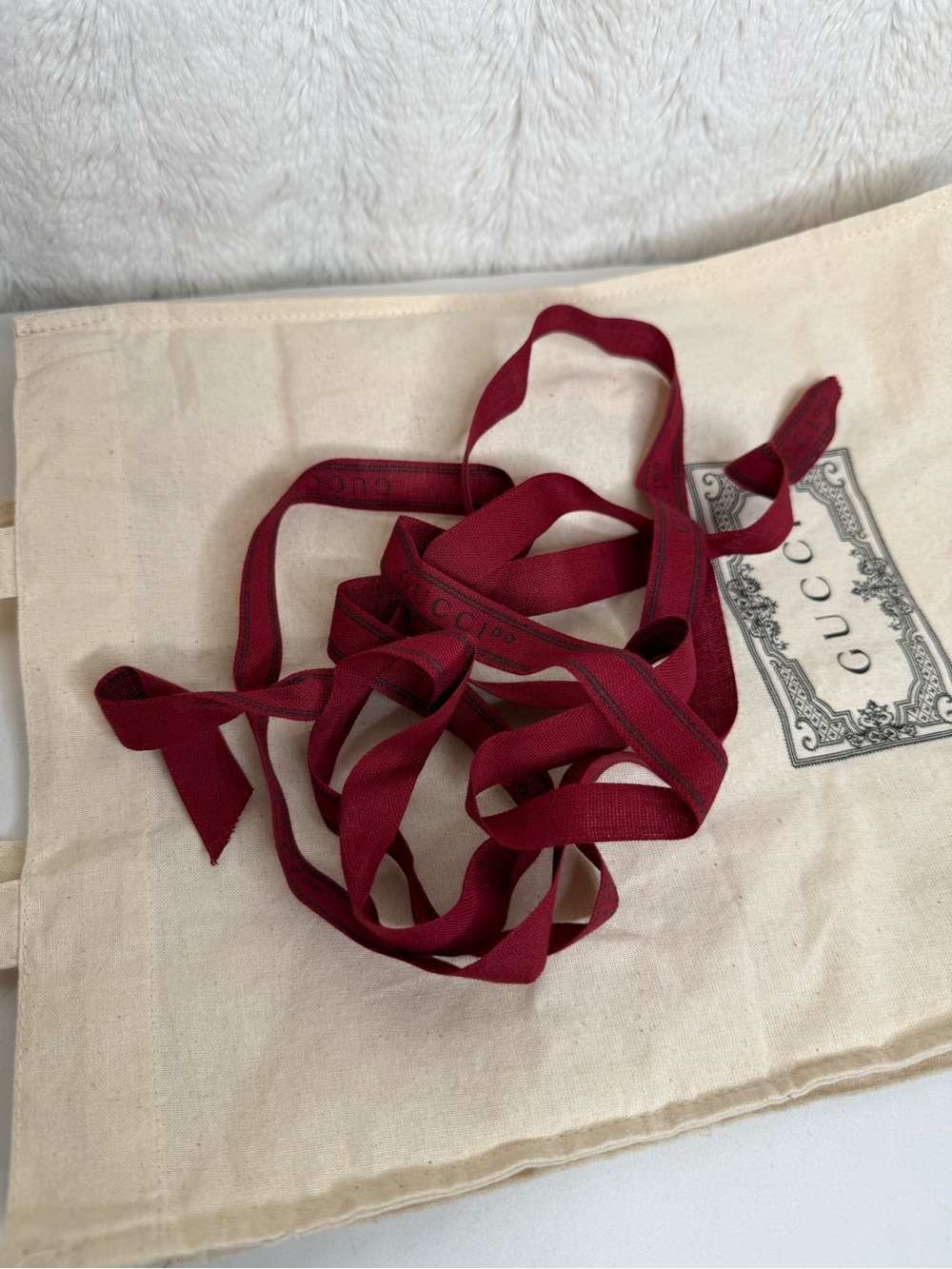 Gucci Reusable Canvas Tote Shopping Shoulder Bag Cotton with ribbon included - Picture 7 of 7